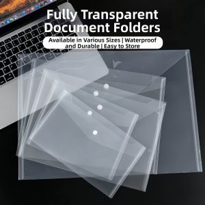 Transparent A4 Document Folder Snap Button High Aesthetic Student Papers Receipts Organizer