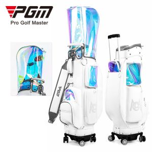 PGM Golf Stand Bag for Women Transparent Design Golf Trolley Bag with Universal Wheels Can Hold 13-14 Clubs QB168