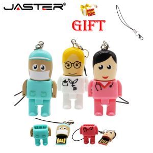 Jaster | Cartoon Pen Drive 128GB Doctor Memory Stick 64GB Free Chain USB Flash Drive 32GB Plastic Storage Devices 16GB Cute Pendrive 8GB