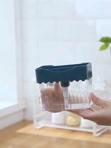 [Loveme258]2 IN 1 Dish Soap Dispenser Press Type Manual Soap Box Detergent Dispenser Storage Box Sponge Storage洗洁精