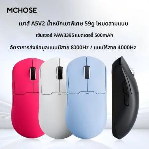 เมาส์เกมมิ่งไร้สาย MCHOSE A5 V2 ULTRA Series ปี 2025 โหมดการเล่นเกม 3 รูปแบบ แบตเตอรี่ใช้งานได้นาน ดีไซน์น้ำหนักเบา ใช้เซ็นเซอร์ PAW3395
