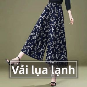 Quần Ống Rộng Bằng Lụa Băng Cao Cấp Cho Mẹ Quần Dài Thường Ngày Rộng Rãi Mỏng Dài Đến Mắt Cá Chân Phong Cách Hàn Quốc Mùa Thu