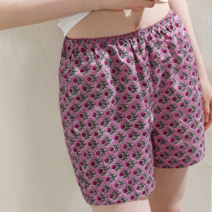 XEXZ | Pure Cotton Lace Elastic Waist Shorts Summer Thin Straight Leg Wide Pants Home Leisure Wear Outdoor Short Pants For Youth Women