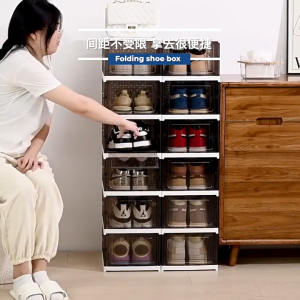 EUNICE Foldable Shoe Rack Organizer Collapsible Shoes Storage Box Clear Shoe Boxes Shoe Cabinet with Lids Baskets Bins & Containers折叠鞋柜