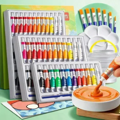 deli | Bộ Màu Nước Gouache Không Độc Cho Trẻ Em Mới Bắt Đầu Có Thể Rửa Được