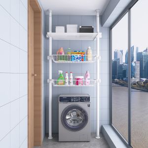 โลหะห้องซักรีดชั้นเก็บห้องน้ำห้องน้ำเหนือชั้นวางเครื่องซักผ้าม้วนด้านบนด้านล่าง