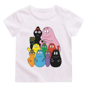 Bandai | Barbapapa Cartoon Printing T-shirts Summer Cute Graphic Print Tee-shirt Short Sleeve CottonTshirts Girls/Boys Clothes KawaiiTops