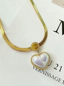 Kalung Titanium Wanita Love Hati Pipih Terbaru Kalung Titanium Anti Karat Tidak Luntur