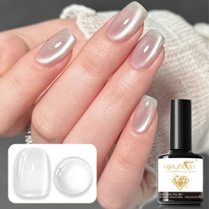 ยาทาเล็บเจลแม่เหล็กสีเงินขาววิ้ง QAZIXU 10 มล. กลิตเตอร์คริสตัล แบบลอกออกได้ ใช้กับหลอดไฟยูวีและแอลอีดี สำหรับตกแต่งเล็บ