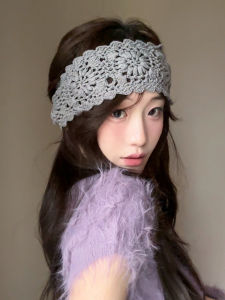 Handwoven Wide Brim Headband Womens Floral Lace Hook Needle Hairband Ethnic Style Hair Accessories Sweet Forest Girl Vintage