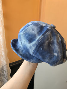 Mũ Nồi Denim Cổ Điển Cho Nữ Mùa Thu Mũ Nồi Sọc Cá Tính Đa Năng Mũ Nồi Họa Sĩ Mũ Nồi Lưỡi Hổ Mũ Nồi Lưỡi Hổ