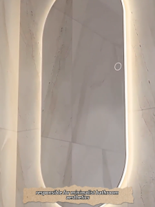 Intelligent human body sensing full body mirror LED three color light elliptical dressing mirror