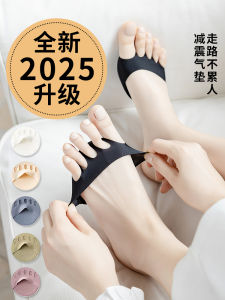 ผู้หญิง ถุงเท้าเรือล่องหนครึ่งเท้าห้านิ้ว ฤดูร้อน บางเฉียบ ผ้าฝ้าย สแปนเด็กซ์ ถุงเท้าที่เป็นมิตรส้นสูงดูดซับความชื้น