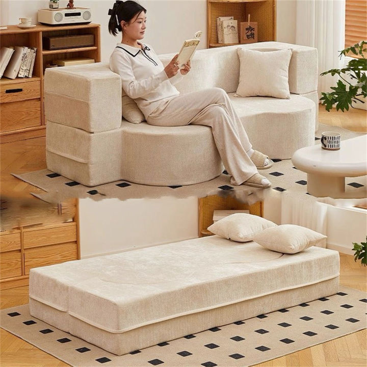Modern Minimalist Style Foldable Sofa Bed Vacuum Compressed Fabric ...