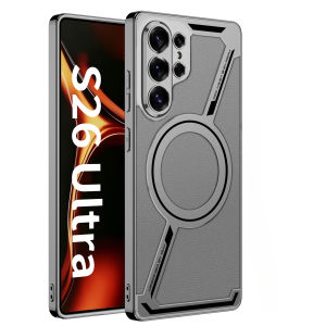 Plating Leather Phone Case for Samsung Galaxy S26 S25 S24 S23 Ultra for Magsafe Magnetic Wireless Charging Protective Cover