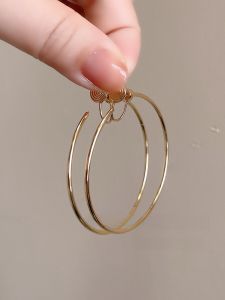 Fashionable Retro Gold Alloy Rotating Mosquito Coil Ear Clip Circle Earrings Elegant Autumn Winter Spicy Girl Hong Kong Style