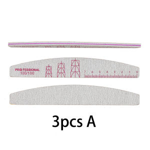 Nail File Buffer 100/180/240 Grit Half Moon Nail Files Double Side Sandpaper Nail Sanding Grinding Gel Nail Polish Manicure Tool