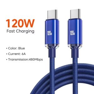 120W Fast Charging Cable Nylon Braided Quick Charge Data Cord Durable Cable High-speed Transmission USB A To Type C/Dual Type C