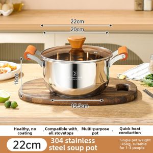 YIYIPAI | Stainless Steel Thickened Multipurpose Soup Pot for Cooking and Porridge