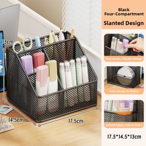 evesigar | Desk Organizer Pencil Holder Multifunctional Mesh Multi-slot Large Capacity Storage Box