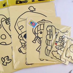 5Pcs DIY Sand Painting Kids Montessori Toys Children Crafts Doodle Colour Sand Art Drawing Paper Educational Toy Creative Big size Random Sand Art Lootbag Filler / Paninda