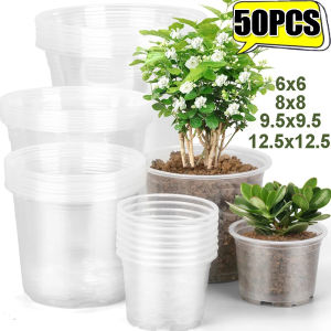 【XZxinzhan】50/10PCS Transparent Flowerpot Plant Nursery Pot Seedling Cup Gardening Transplantation Potted Flower Pot Planter Gardening Tool