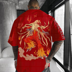 Bandai | 2026 Summer New Pokemon Cotton T Shirt Blaziken Back Print Red Flame Effects Design Loose Fit Men Women Casual Fashion
