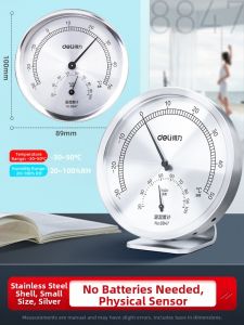 deli | Deli High Precision Stainless Steel Temperature Humidity Meter Indoor Pharmacy Baby Room Use Digital Display Weather Station