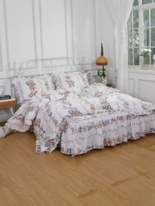 Elegance Yiaman Country Style Bedding Set Pure Cotton 4-Piece Queen Size Bed Skirt Bedding Collection Luxury Master Bedroom