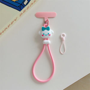 Cute Cartoon Cinnamoroll Phone Wrist Strap Silicone Hand Ring Anti-Lost Lanyard Bag Pendant For iPhone Samsung All Phones