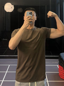 Mens Slim Fit Short Sleeve T-Shirt Quick Dry Breathable Comfortable Silk Sports Fitness Training Clothing IronTrap  Silk