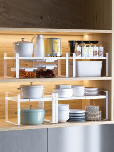 White Kitchen Cabinet Multi-layer Storage Rack Spice Saucepan Dish Storage Shelf Organizer Nordic Style Stainless Steel