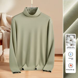 Áo thun nam MiiOW bằng cotton cổ cao chống tĩnh điện dài tay - mùa hè 2025