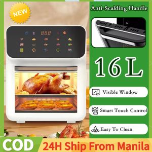 Digital Air Fryer Oven Inverter With Visual Window 16L Digital Touch Air Fryer Oven Inverter With Touch Led Screen Smart Electric Fryer Oven No Oil Fume Household Microwave For Party Fully Automatic Air Fryer Large Capacity Kitchen Appliances