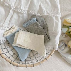 ถุงเท้ายาวผู้หญิงแบบบางไม่มีลูกไม้ สไตล์บัลเล่ต์ ปากฟองสบู่ ขอบดอกไม้ ถุงเท้าไนลอนนุ่มสบาย