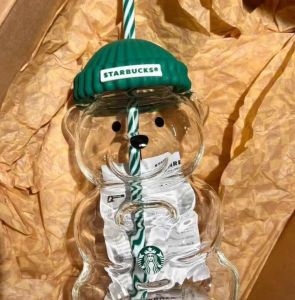 Ly Giữ Nhiệt Starbucks Hình Gấu 591ml Phiên Bản Bắc Mỹ Nắp Silicon Thân Thiện Môi Trường Chống Rò Rỉ Chai Nước Trong Suốt Dùng Hàng Ngày