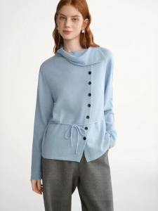 DUSHU | Plus Size Asymmetrical Collar Womens Sweater