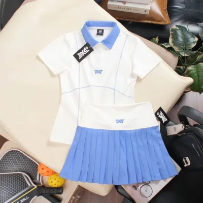 ชุดตีกอล์ฟผู้หญิง set tennis เสื้อแขนสั้น กระโปรงมีซับในกระสั้น set Golf03