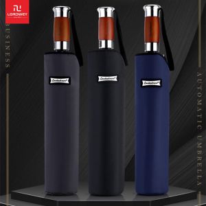 LORDWEY&Leodauknow three folding business fully automatic wood metal handle 1.2 Meters Windproof mens 10k sunny and rainy umbrella