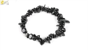 Đá Tourmaline Đen Vòng Tay Pha Lê Dành Cho Nam Luân Xa Đá Quý Tự Nhiên Reiki Chữa Bệnh Chip Hạt Bảo Vệ Trang Sức E705