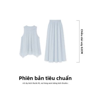 Bộ Áo Không Tay & Chân Váy Mỏng Chiffon Elegance Mùa Hè