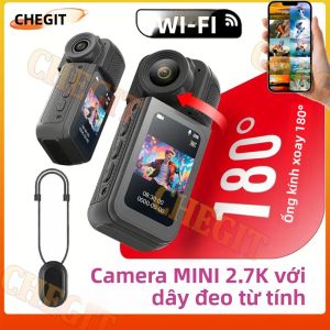 Camera Mini Di Động WIFI 2.7K 180 Độ ° Máy Quay Video Kỹ Thuật Số Có Thể Xoay Được Máy Quay Video Thể Thao Ngoài Trời Thực Thi Pháp Luật Máy Ảnh Mini DV