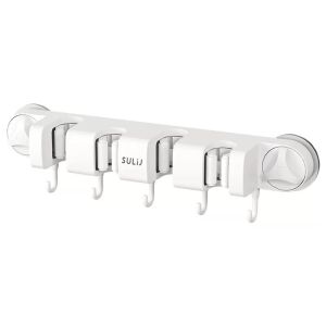 Powerful Suction Mop Holder Wall Mounted Clip No Drilling Broom Mop Cloth Bathroom Balcony Strong Fixing Hook Plastic Material