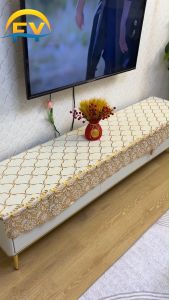 FY Luxury Waterproof Metalic Gold Silver Table Runner for 4 6 8 10 Seater Rack TV Console Table Alas Meja Kalis A