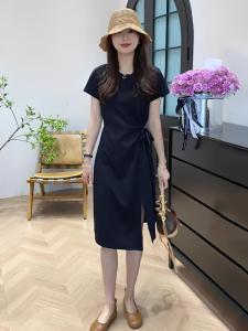 Shalldoer | Casual French Style Purple Short Sleeve A-line Dress
