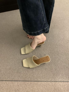 Giày Cao Gót Đế Xuồng Mũi Vuông Kiểu Pháp Đơn Giản Cho Nữ Mùa Hè 2024 Giày Cao Gót Đơn Giản Đế Xuồng Ngoài Trời Thanh Lịch