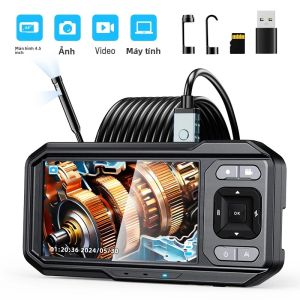 Camera Nội Soi Ống Kính Kép 45  1080P IPS Để Sửa Chữa Ô Tô Trên Đường Ống IP67 Máy Nội Soi Kỹ Thuật Số Với Cáp 165ft 180 °   Góc Nhìn