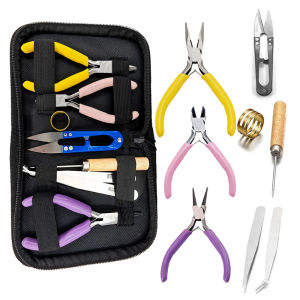 1 Pack Jewelry Making Supplies Kits with Jewelry Pliers Jump Ring Opener Awl Thread Scissors Helping Hands for Jewelry Repair