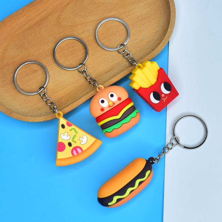 Gantungan Kunci Fast Food Burger Hotdog Pizza French Fries Lucu - Main Image