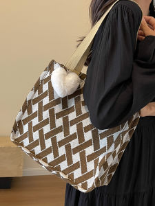 Commute Canvas Tote Bag Women High School Student New 2025 Handbag Ins Style Single Shoulder Bag Pure Color Solid Trend